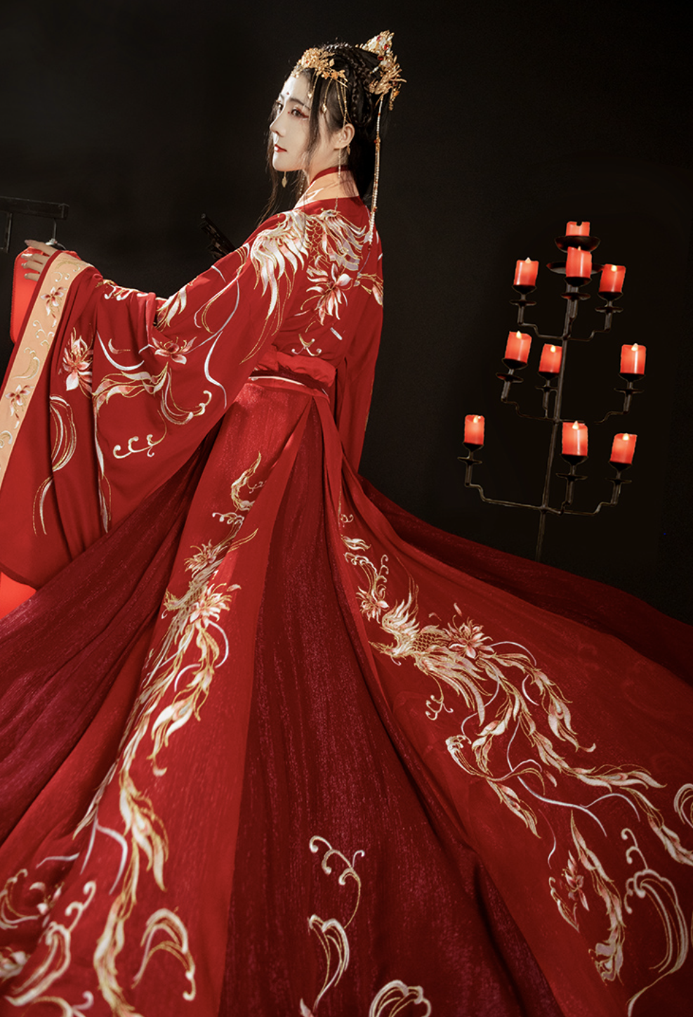 Wei Jin Dynasties Chinese Wedding Bridal Hanfu Set | Phoenix