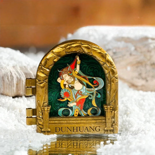 Dunhuang fridge magnet two-piece set — flying apsara artwork detail