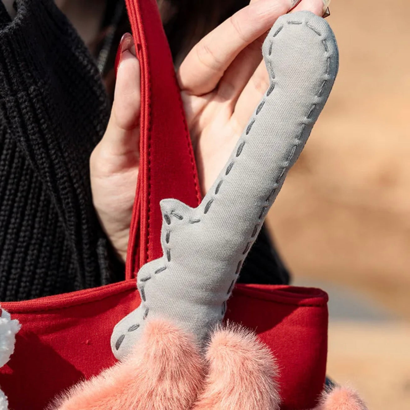 Neo Chinese Lion Mask Statement Bag in Red