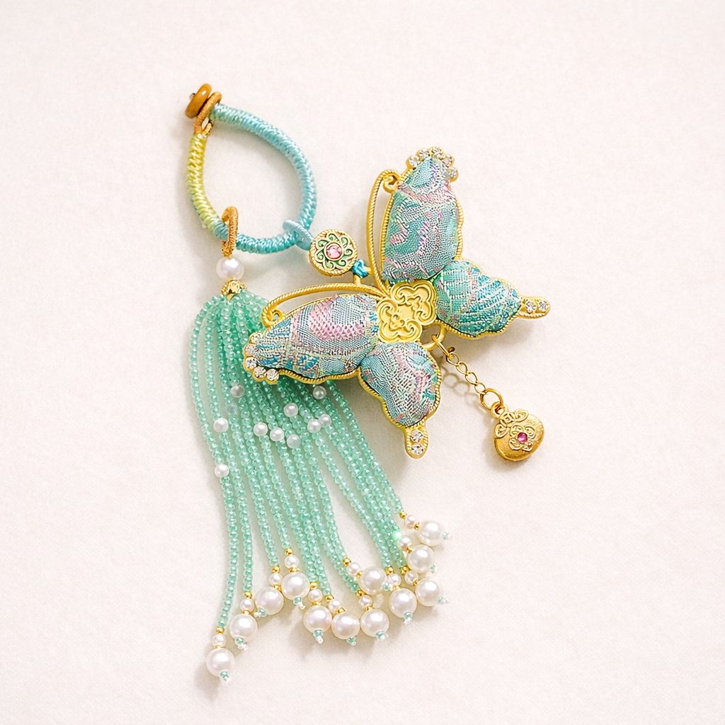 Song Brocade Butterfly Keychain | Chinese Cultural Bag Accessory