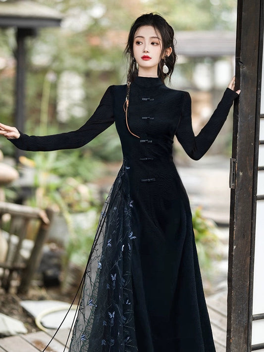 Becky - modern cheongsam style dress, Chinese hanfu-inspired — side profile
