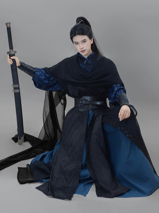 Eternal Night - xianxia hanfu set, Chinese fantasy period drama style — detail view