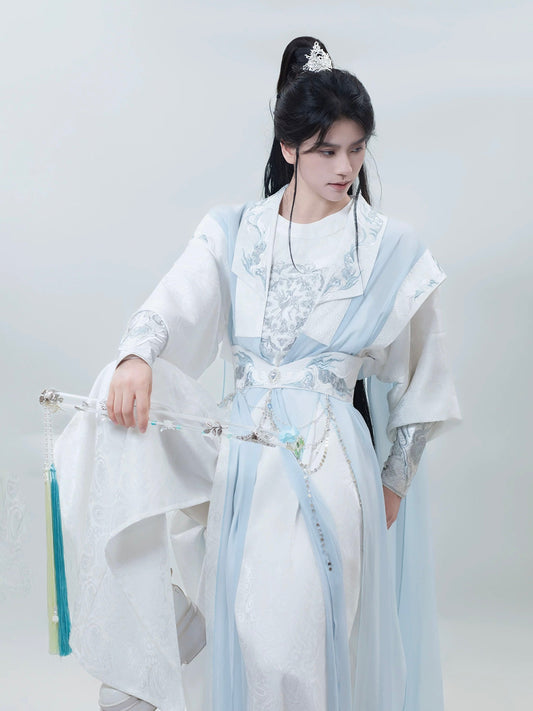Crescent Moon xianxia hanfu set - Chinese fantasy period drama style — detail view