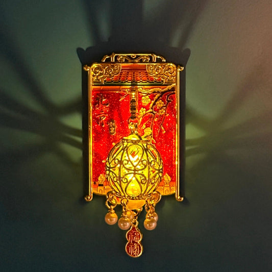 Festive Nights fridge magnet — lantern artwork detail view