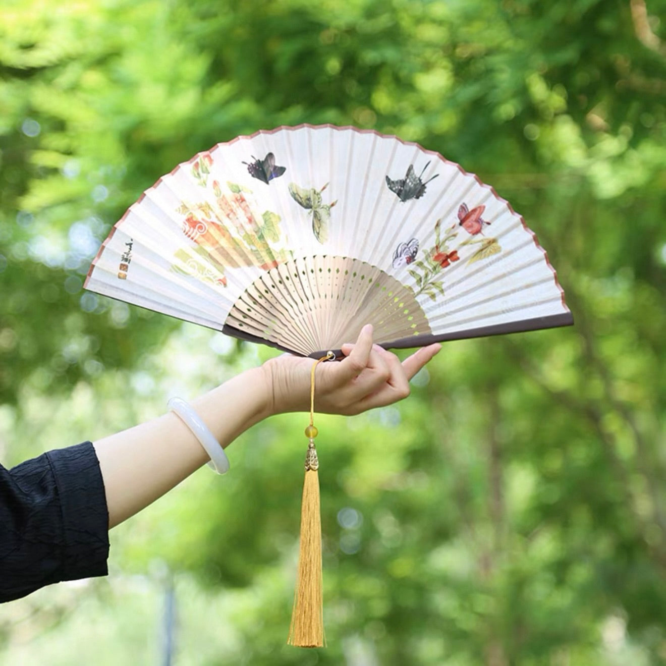 Butterflies Folding Fan