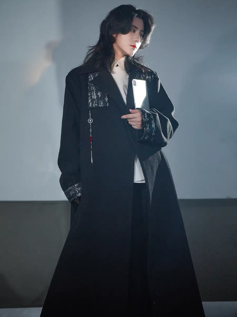New Chinese Style Coat - Dark Calligraphy 书法 (Preorder)