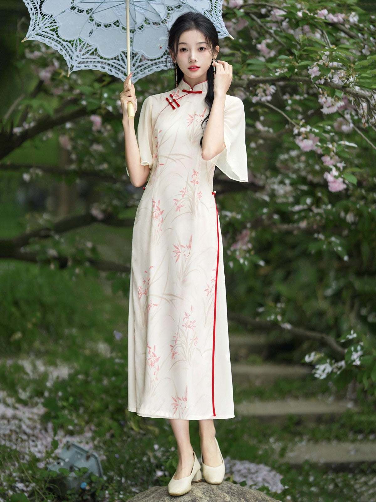 Flair Sleeve A Line Cheongsam | Yousi