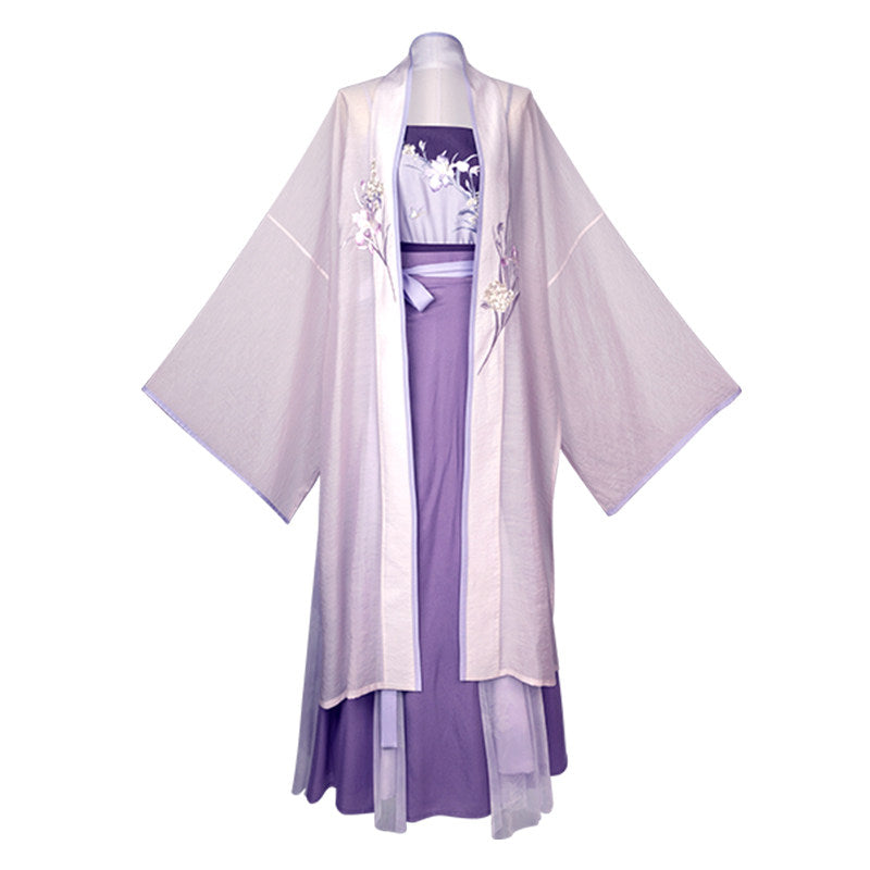 Song Dynasty Modern Hanfu Fairy Cardigan and Ten Panel Wrap Skirt - Iris 鸢尾花 (Preorder)