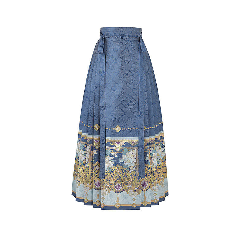 Ming Dynasty Winter Hanfu Set with Embroidered Mamian Skirt | Octagonal Vista 八角景