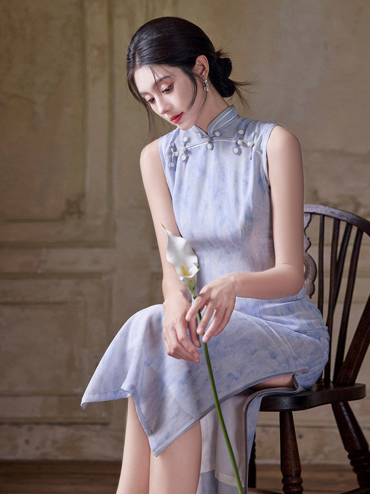 Sleeveless Long Cheongsam | Cloudlike
