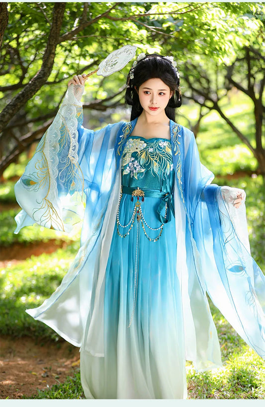 Peacock Embroidered Heziqun Tang Dynasty Dress