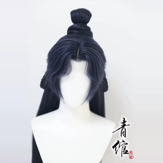 Fox Demon hanfu costume hair wig — detail view
