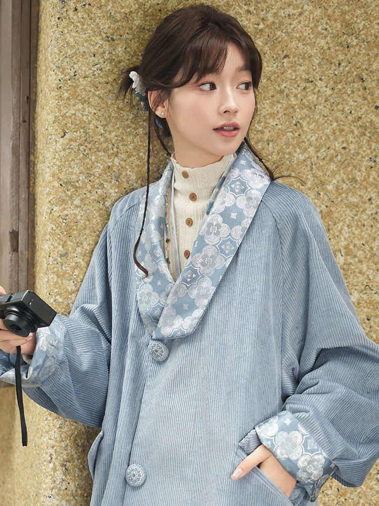 Bo Xinyue 波心月 - Autumn Corduroy Brocade Coat, Chinese Style Trench Coat for Women