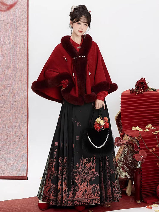 Mystical | Modern Ming Dynasty Cloak and Mamianqun Skirt Hanfu Set
