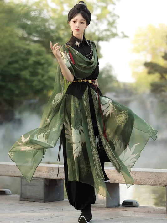 Changli modern hanfu-inspired outfit, exotic style detail close-up