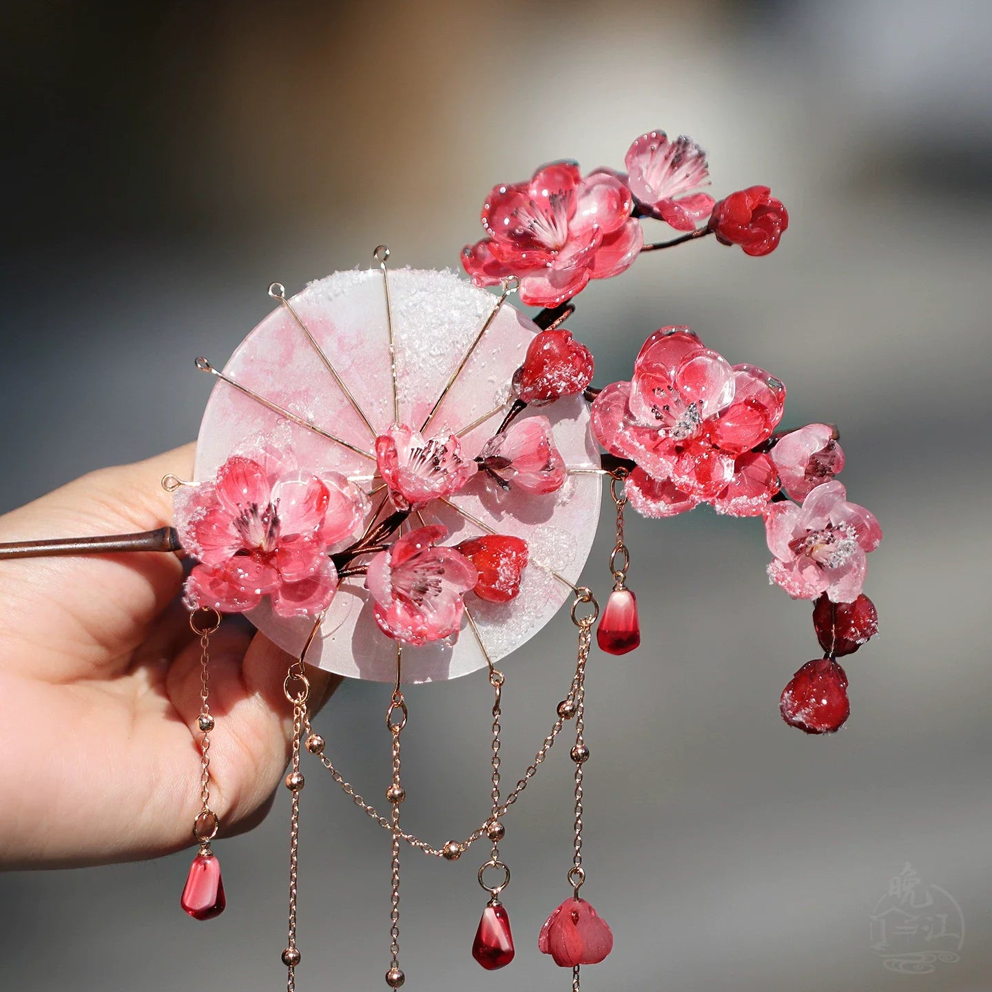Plum Flowers and Umbrella Hair Stick | Ancient Chinese Hair Accessory