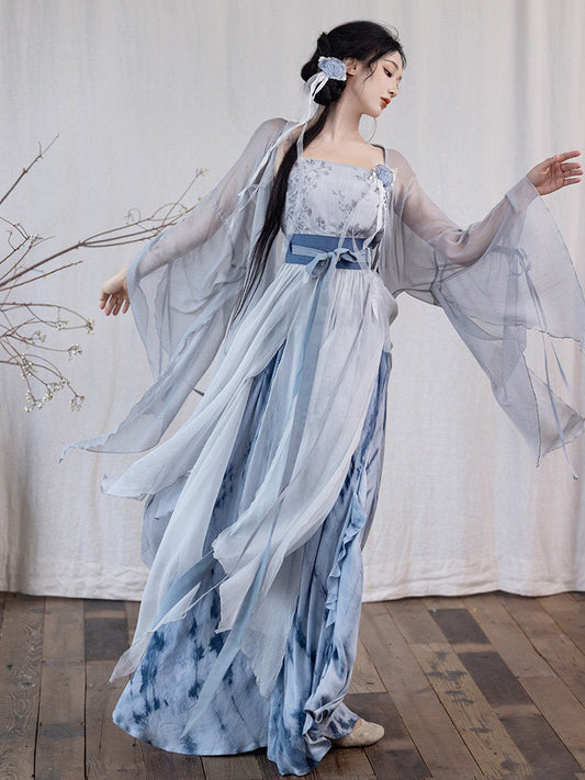 Song Dynasty Modern Hanfu Camisole and Tie Dye Skirt - Fallen Whale 鲸落 (Preorder)