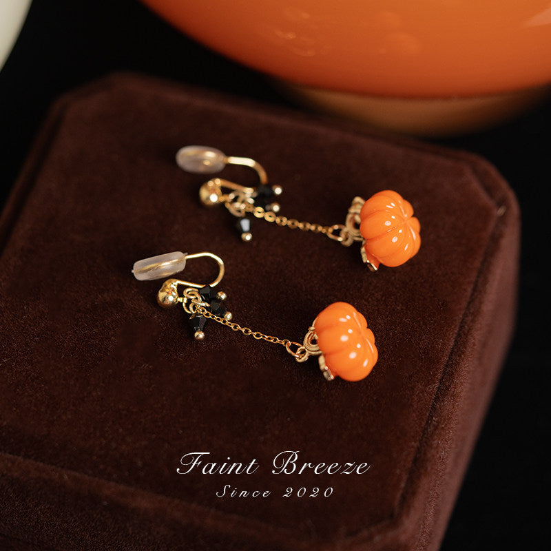 Pumpkin Lantern Stud Earrings | Hanfu Jewelry
