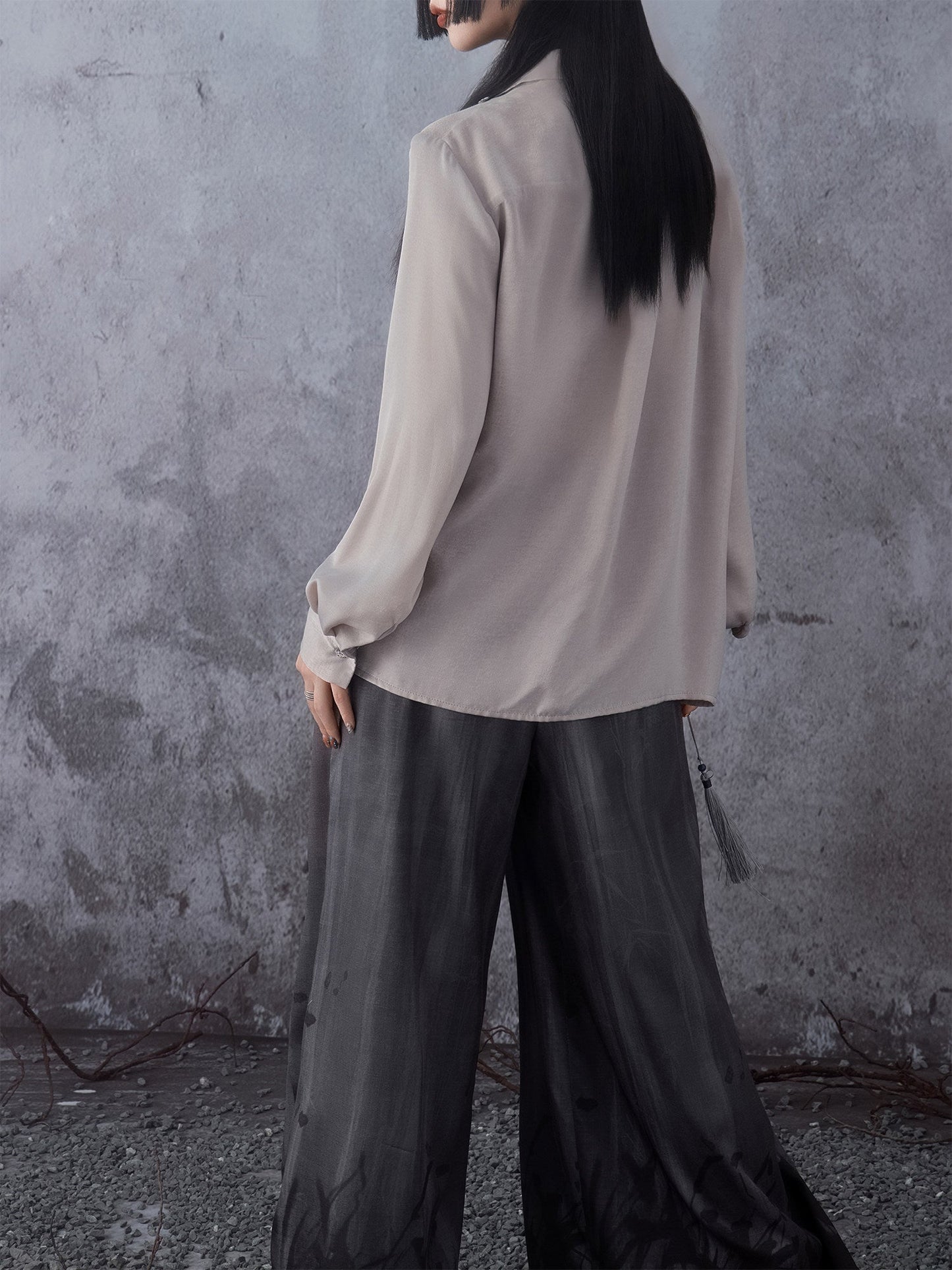 New Chinese Style Drape Long Sleeve Top - Floating Bamboo Leaf 竹叶飘片 (Preorder)