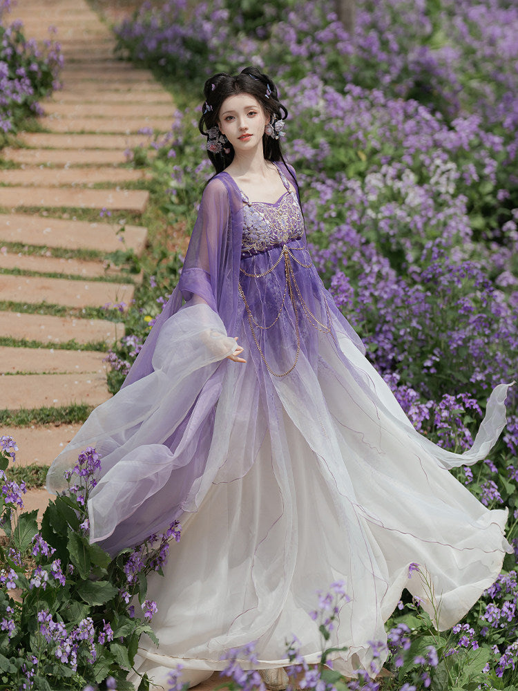 Jiu Chong Zi | Tang Dynasty Hezi Dress with Wide Sleeve Jacket
