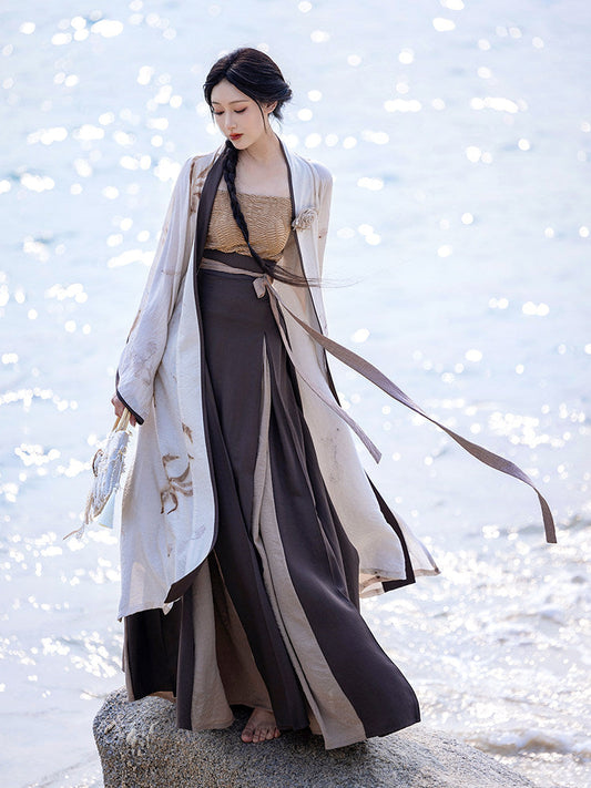Song Dynasty Modern Hanfu Changgan Temple Beizi and Wrap Skirt - Plants and Trees 草木深 (Preorder)