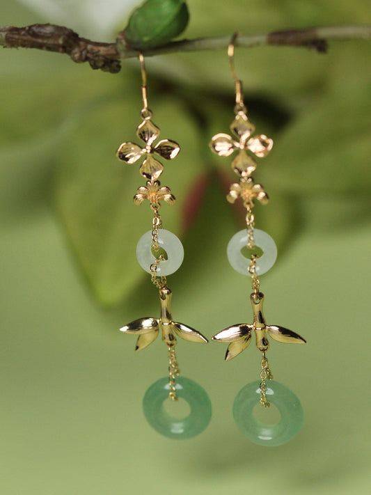 Aventurine jade ring earrings — hanfu jewelry