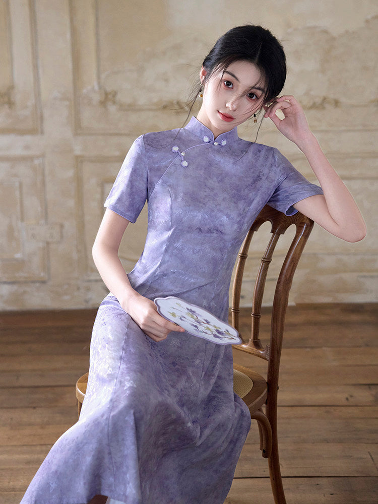 Short Sleeve A Line Modern Cheongsam | Ziye