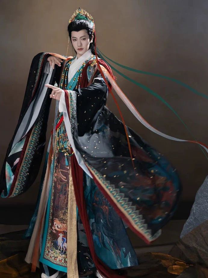 Dunhuang Godly Immortal Hanfu - Male Xianxia Ancient Robe, Unisex Mythical Costume Set (Preorder)