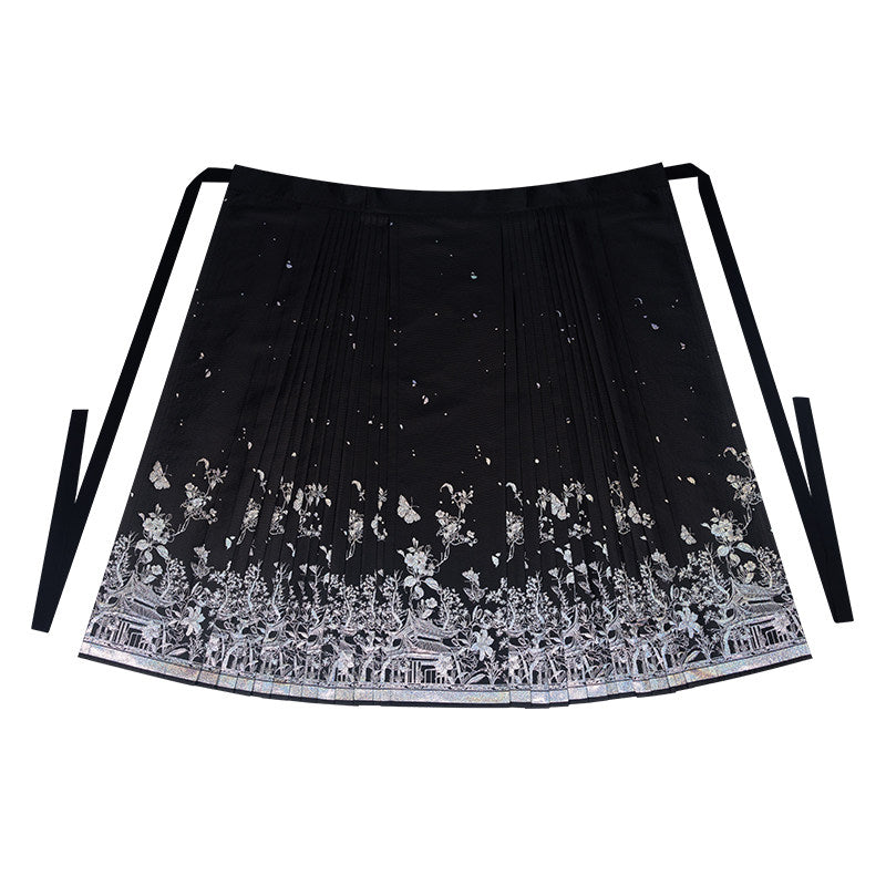 New Chinese Style Winged Sleeve Top and Mamianqun Hanfu Set - Guest of Human Realm 人间客