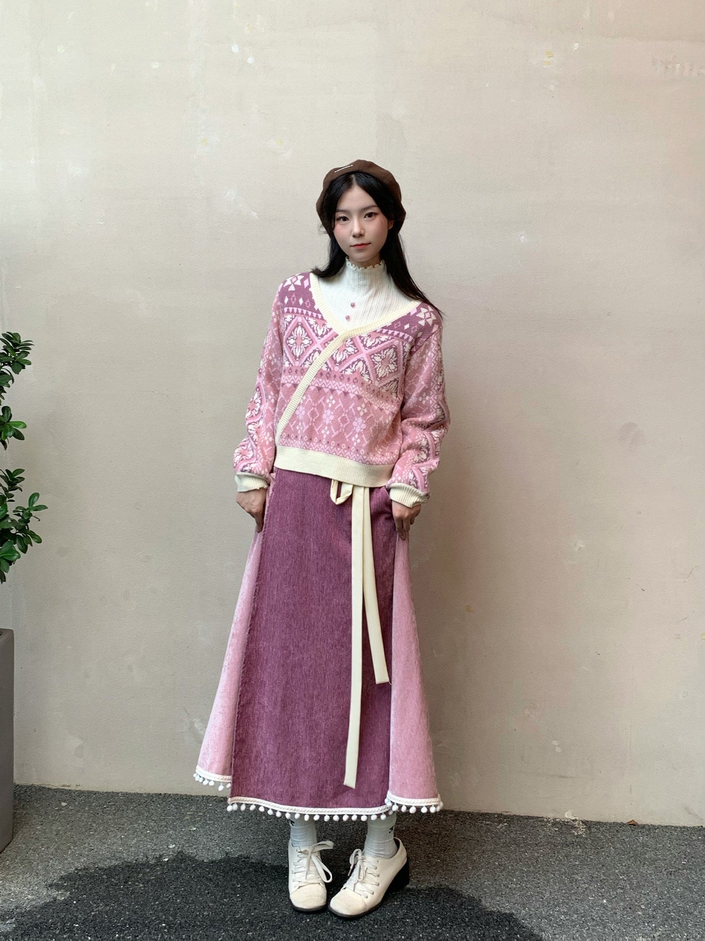New Chinese Style Patterned Knitted Sweater - Maorongrong 毛茸茸