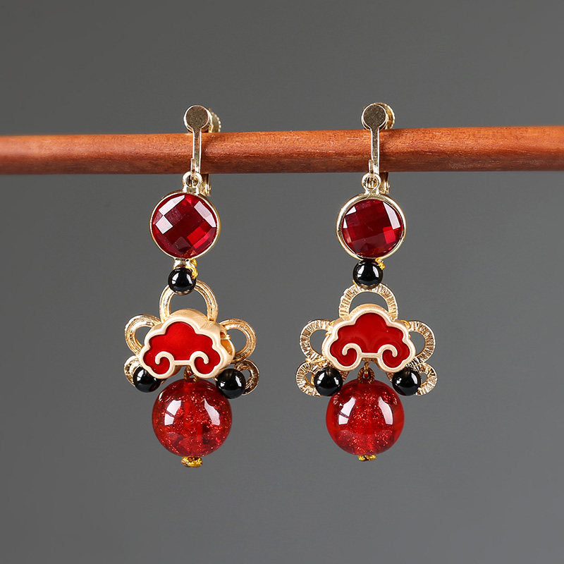 Auspicious Ruby Clouds Earrings | Cheongsam Jewelry