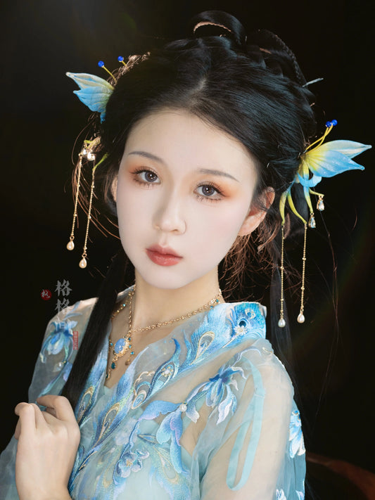 Hair Pins: Emerald Butterfly