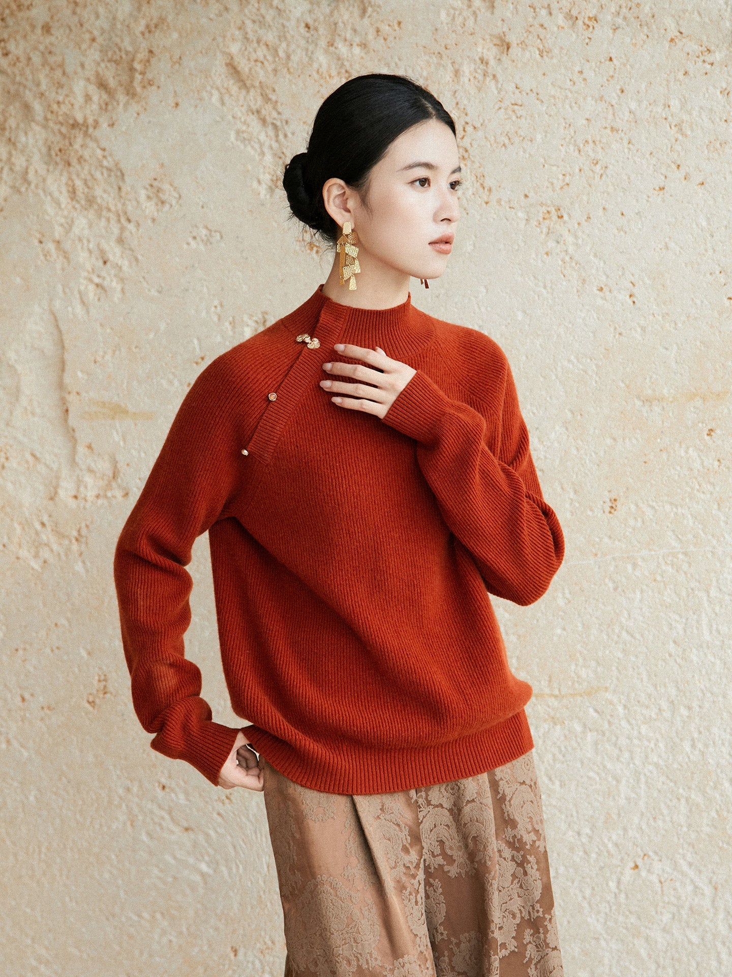 New Chinese Style Wool Knitted Sweater - Wanyu 绾玉