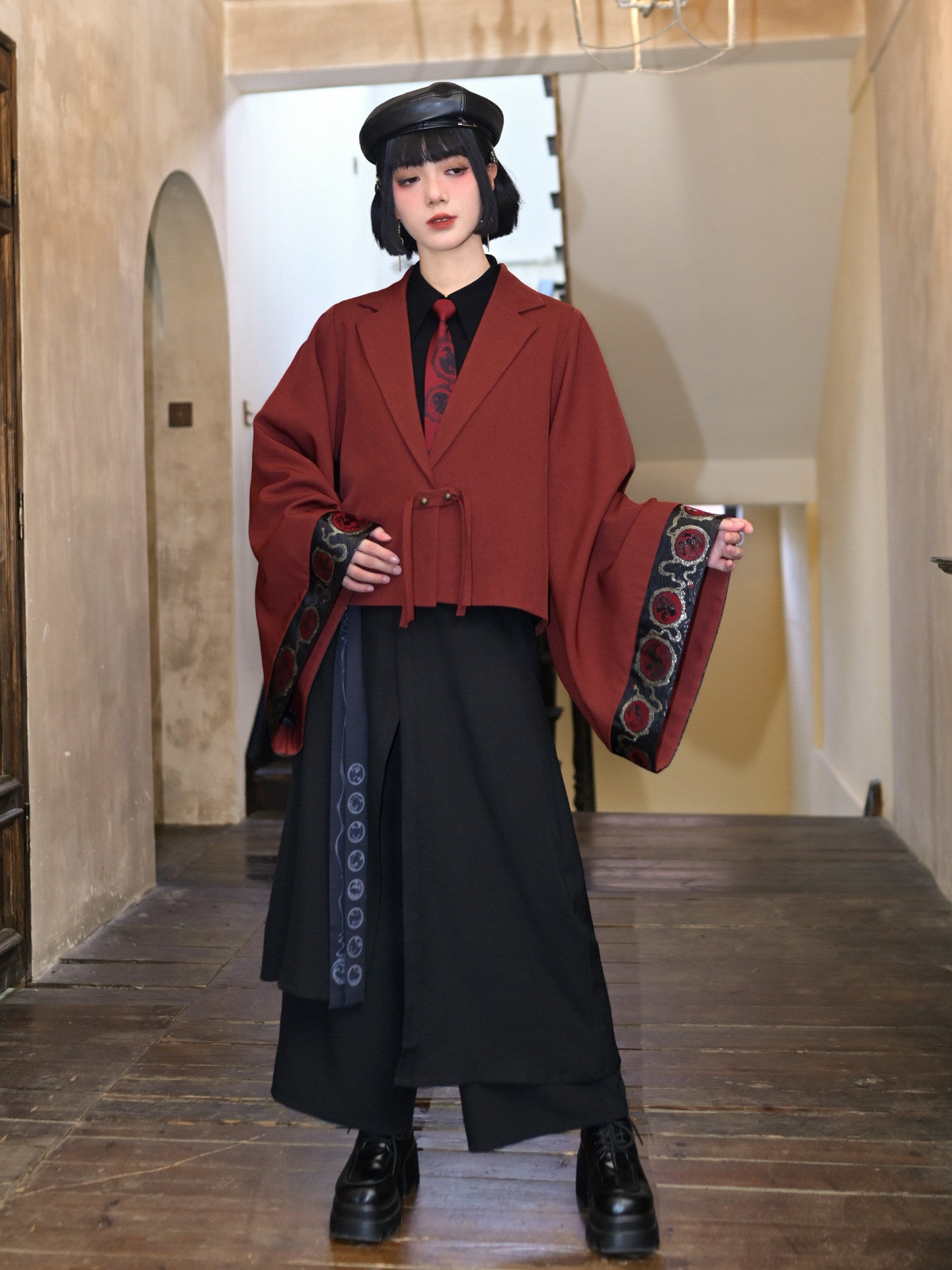 New Chinese Style Long Sleeve Blazer - Golden Crow 金乌