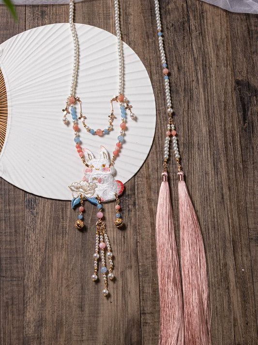 Bunny Chinese style necklace - hanfu jewelry — side profile