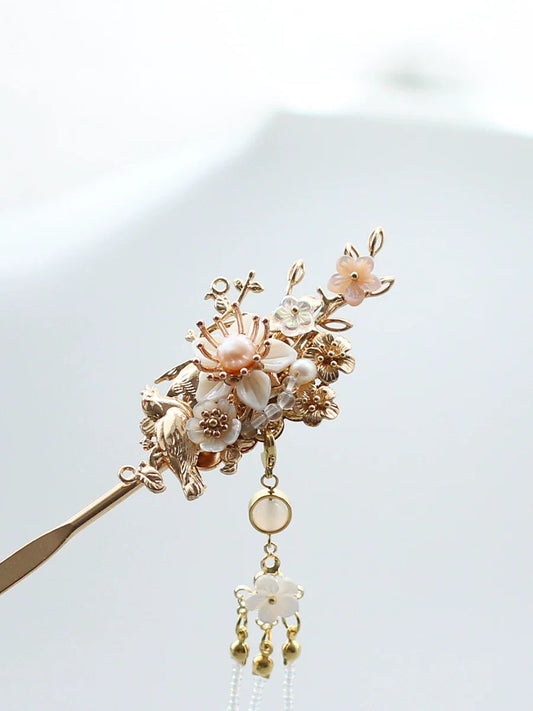 Zixi hanfu hair stick, styled in updo
