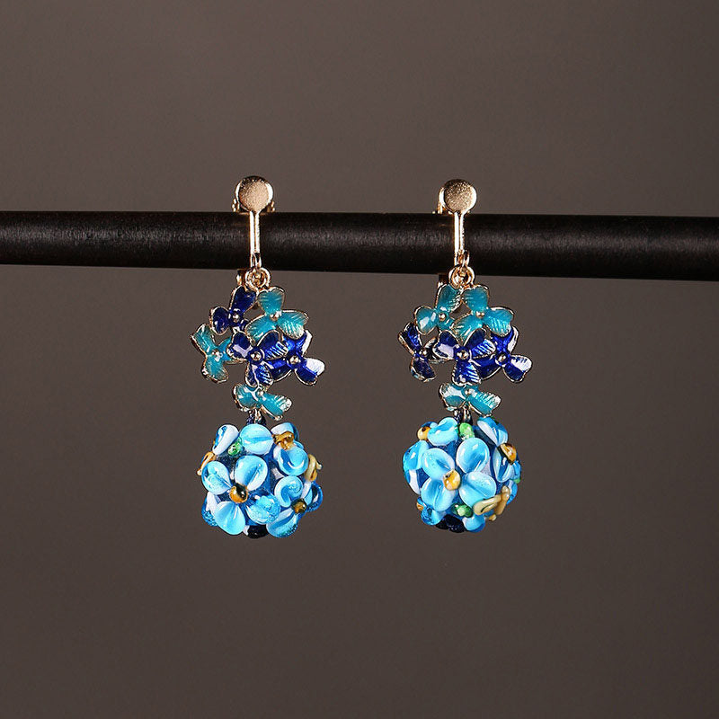 Sapphire Floral Beads Earrings | Cheongsam Jewelry