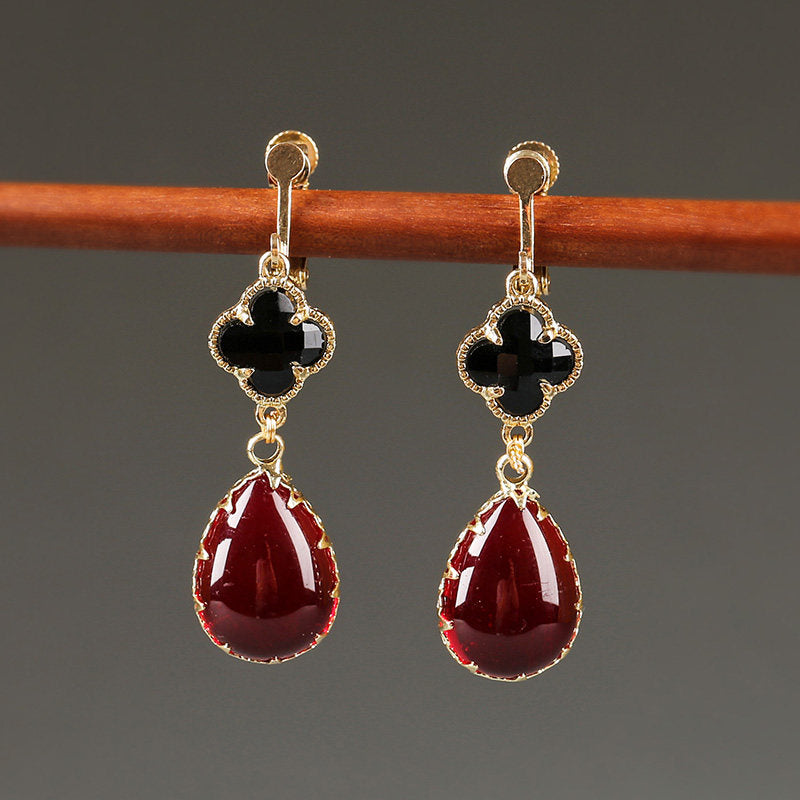 Four Leaf Clover Drop Earrings | Cheongsam Jewelry