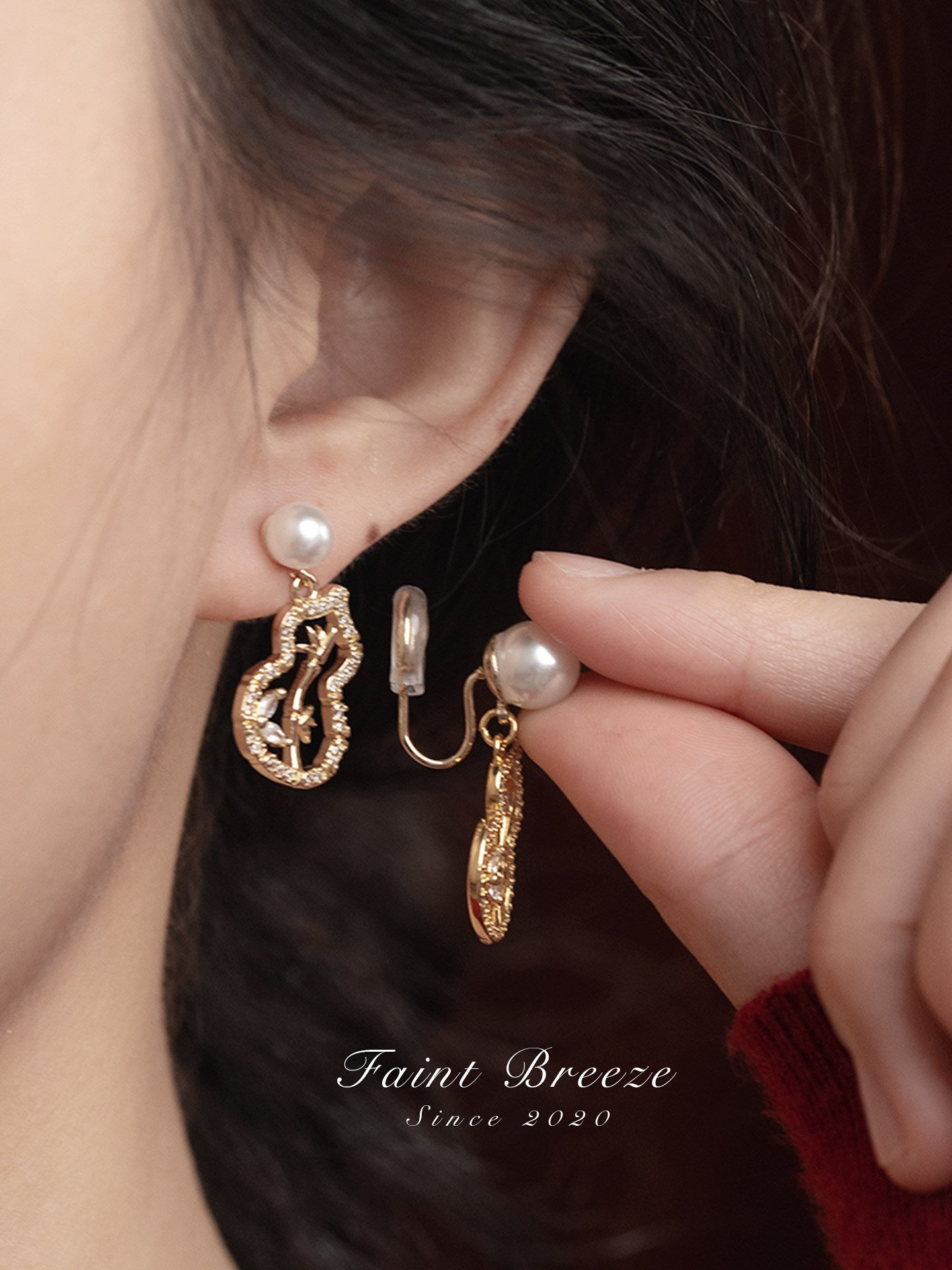 Golden Bamboo Leaf Gourd Earrings | Hanfu Jewelry