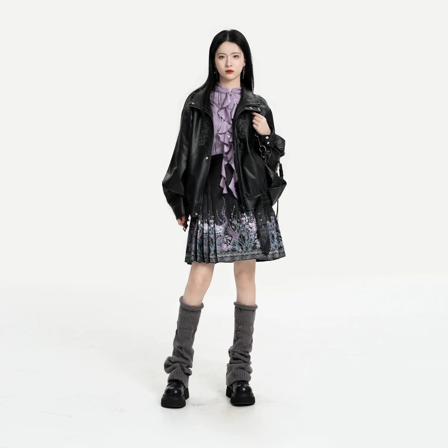 Chinese Blouse & Mini Mamian Skirt Outfit | Polar Night 极夜流光