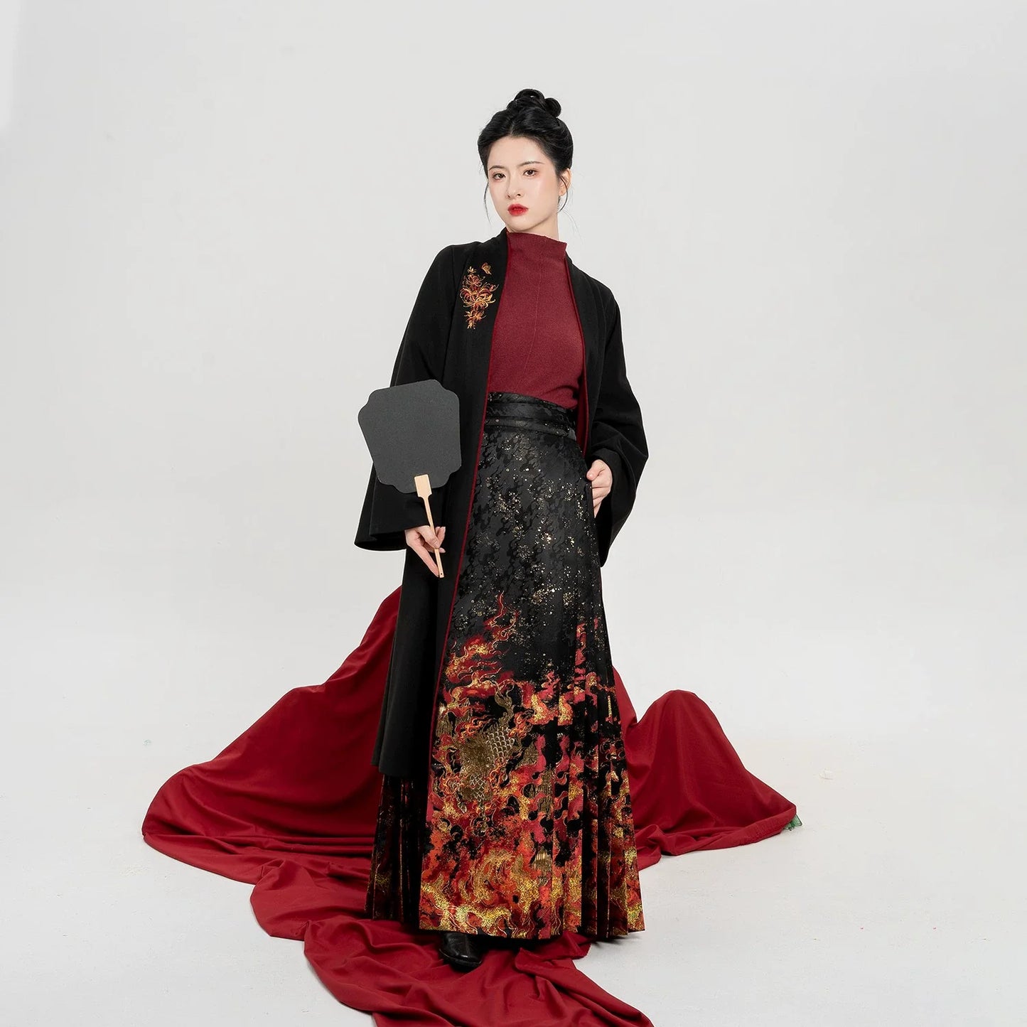 Chinese Long Sleeve Shirt & Mamian Skirt Outfit | Chiyan 赤炎