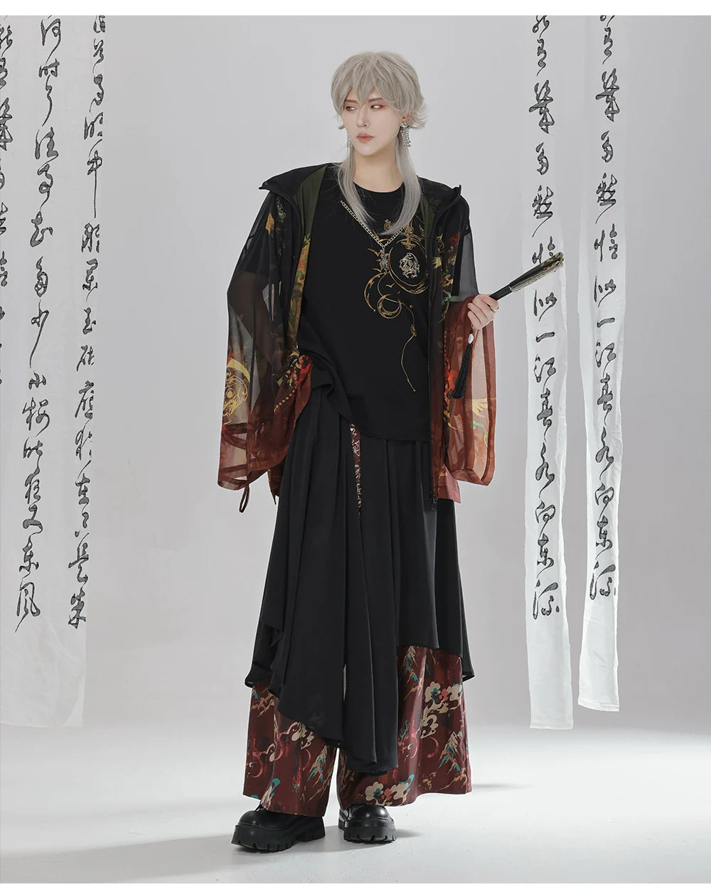 Yinglong 应龙 - Printed Hooded Chinese Style Sunscreen Shirt & Pants