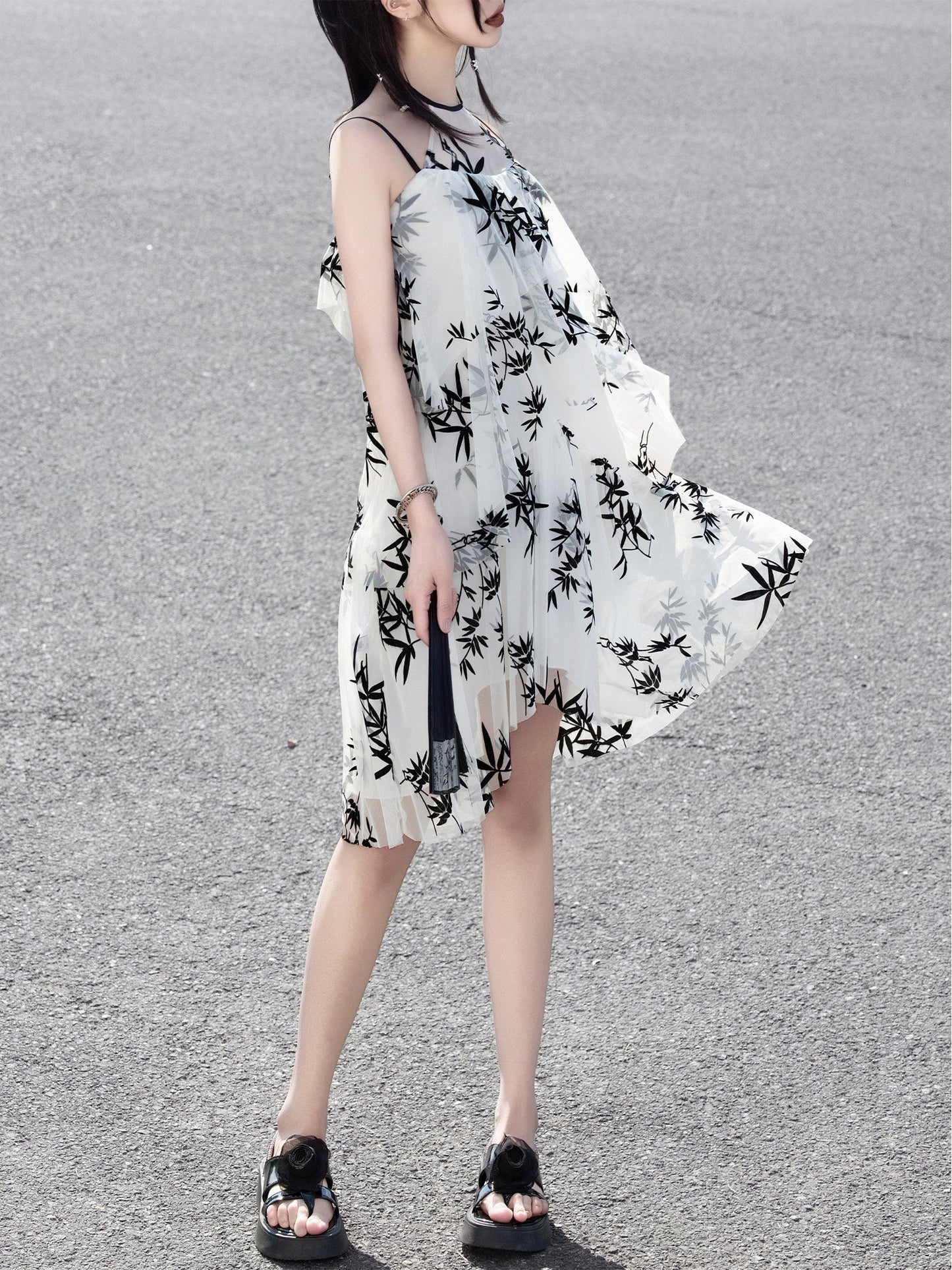 New Chinese Style Halter Neck Sleeveless Sundress - Zhuying 竹影绰绰 (Preorder)