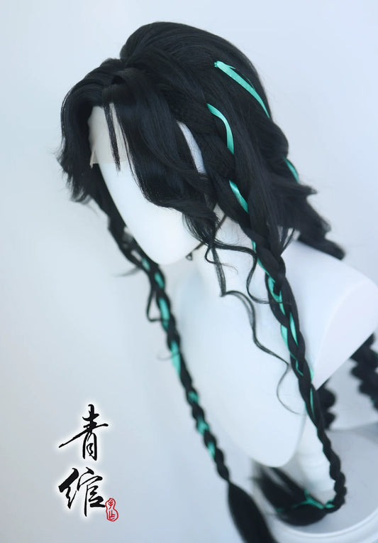 Sword Spirit hanfu cosplay hair wig — detail view