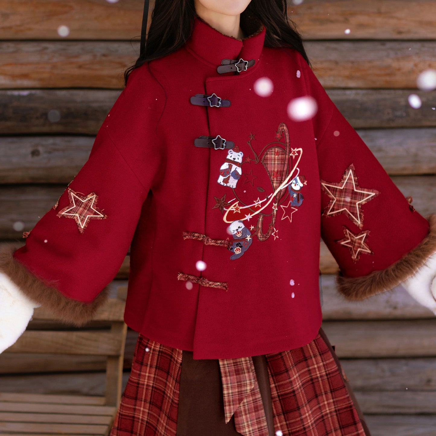 Neo Chinese New Year Sweet Plaid Jacket | Winter 冬日联萌