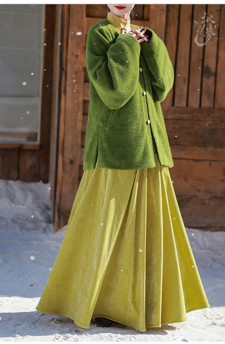 Chinese Round Collar Jacket & Elastic Skirt | Chuheng 初蘅