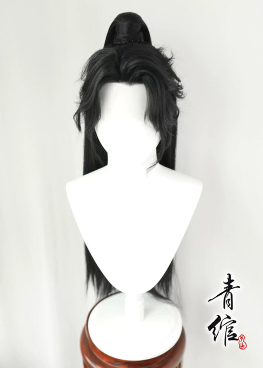 Moran hanfu cosplay hair wig — detail view