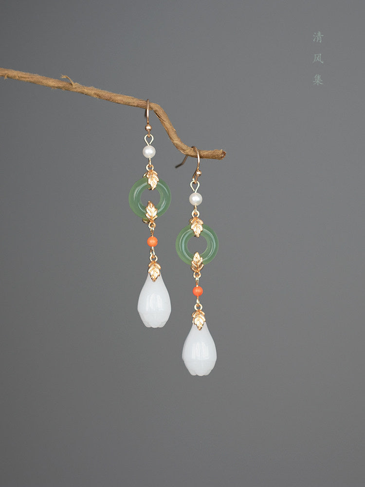 Crystalline Ring Antique Earrings | Hanfu Jewelry