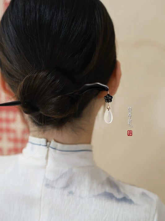 Ink Plum Blossom Hair Stick | Ancient Chinese Hair Accessory