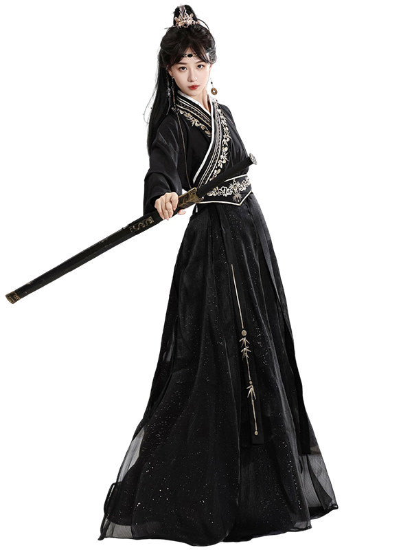 Wei Jin Dynasty Men and Women Qiyao Ruqun Hanfu | Starry Night 暗夜星辰